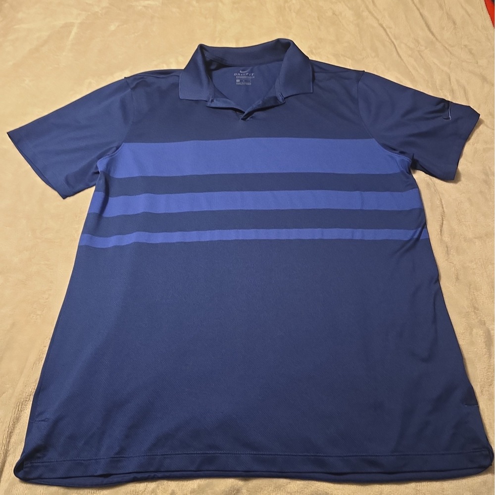 Nike Polo Shirt Men's Large Blue Golf Standard Fit Lightweight Dri Fit
